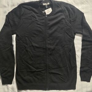 NWT ASOS Black Knit Zipper Sweater Bomber Jacket L